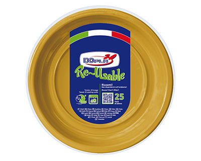 ASSIETTES PLATES Réutilisable Ø22cm X25 - Or - DOPLA